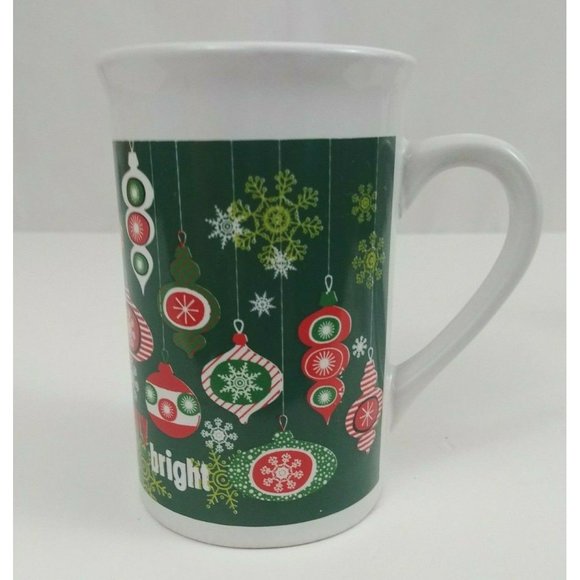 Royal Norfolk Merry Bright Christmas Ornament Christmas 4.5" Coffee Cup - Picture 1 of 7